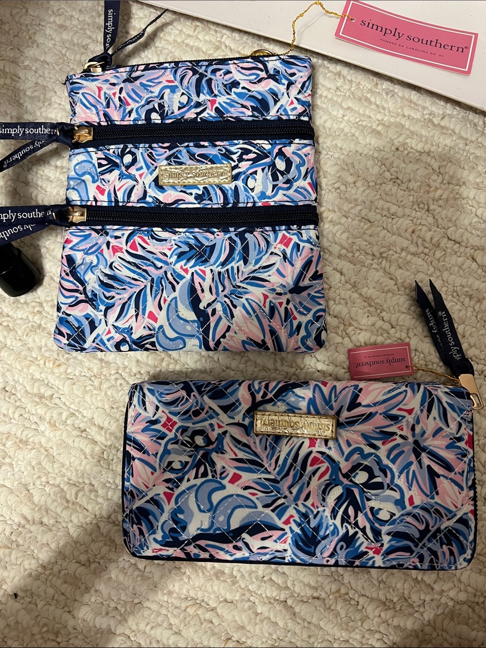 Simply Southern Blue & Pink Printed Crossbody and Wallet Set